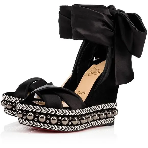 Christian Louboutin Black Platform Wedge Sandals