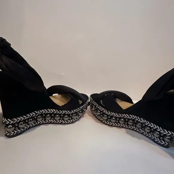 Christian Louboutin Black Platform Wedge Sandals