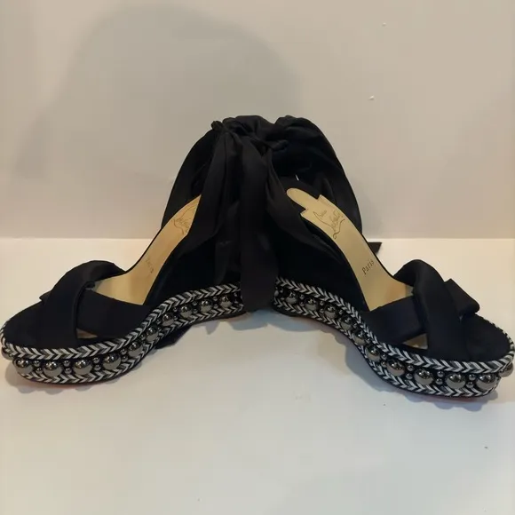 Christian Louboutin Black Platform Wedge Sandals