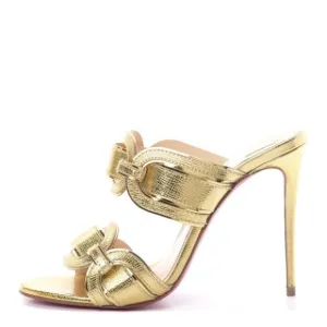 CHRISTIAN LOUBOUTINLame Specchio Balistra 100 Slide Sandals Gold