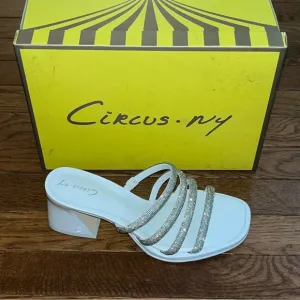 Circus NY by Sam Edelman Heddie Sandals Bright White With Rhinestones Women’s 8