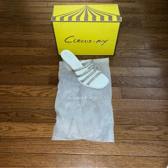 Circus NY by Sam Edelman Heddie Sandals Bright White With Rhinestones Women’s 8