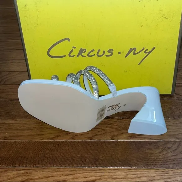 Circus NY by Sam Edelman Heddie Sandals Bright White With Rhinestones Women’s 8