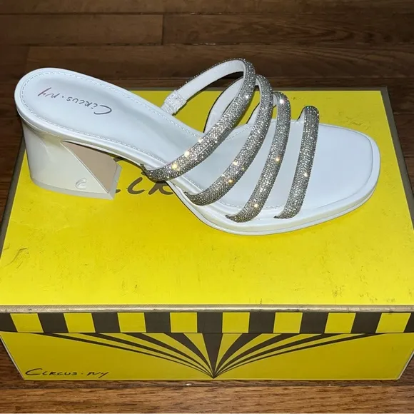 Circus NY by Sam Edelman Heddie Sandals Bright White With Rhinestones Women’s 8