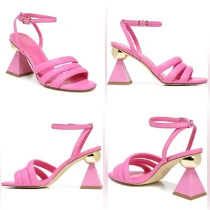 CIRCUS SAM EDELMAN BOBBIE BARBIE PINK CRUSH ANKLE STRAP SANDALS NWT SZ 8