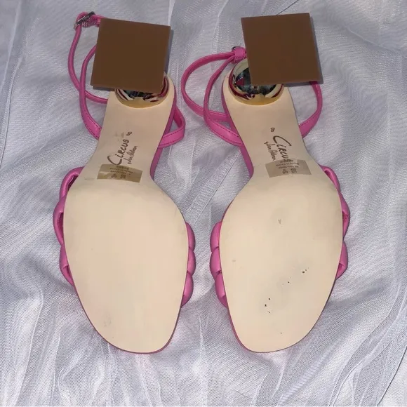 CIRCUS SAM EDELMAN BOBBIE BARBIE PINK CRUSH ANKLE STRAP SANDALS NWT SZ 8