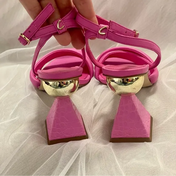 CIRCUS SAM EDELMAN BOBBIE BARBIE PINK CRUSH ANKLE STRAP SANDALS NWT SZ 8