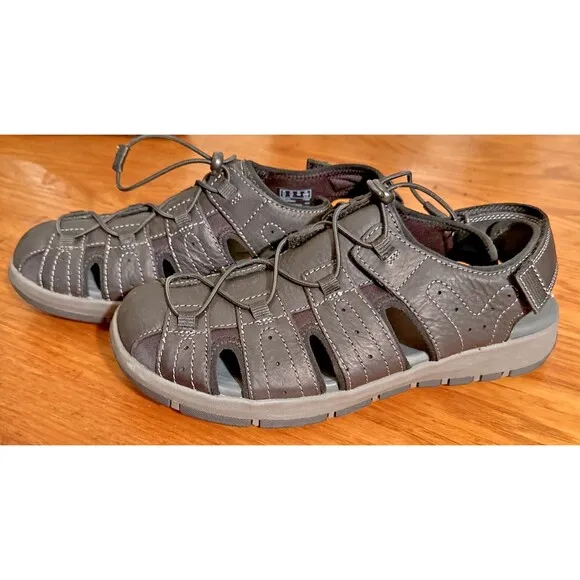 Clark’s Men’s Black Leather Sandals Size 12 US New Vacation Summer Adjustable