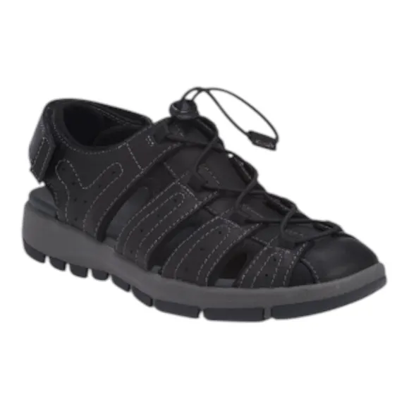 CLARKS Mens Leather Brixby Cove Sandals Size Various Black color