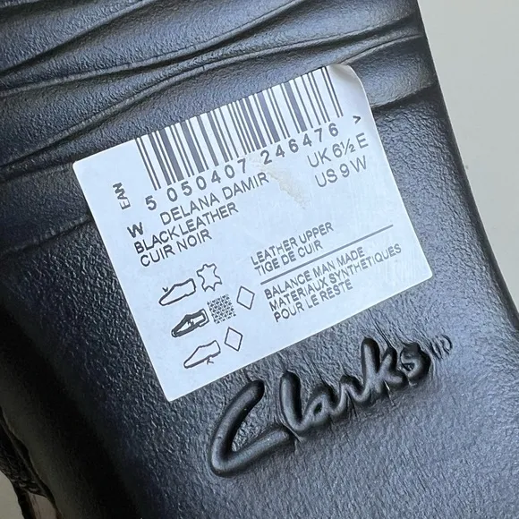 Clarks NEW Delana Damir Dress Sandals Black Wedge Slip On Size 9 W NWOB
