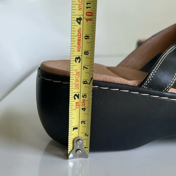 Clarks NEW Delana Damir Dress Sandals Black Wedge Slip On Size 9 W NWOB