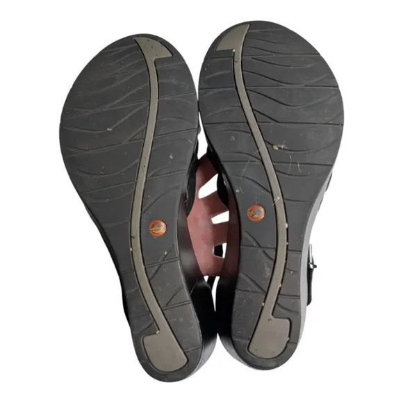 Clarks Shoes Un Plaza Vibe Combi Strappy Wedge Comfort Sandal Black 8