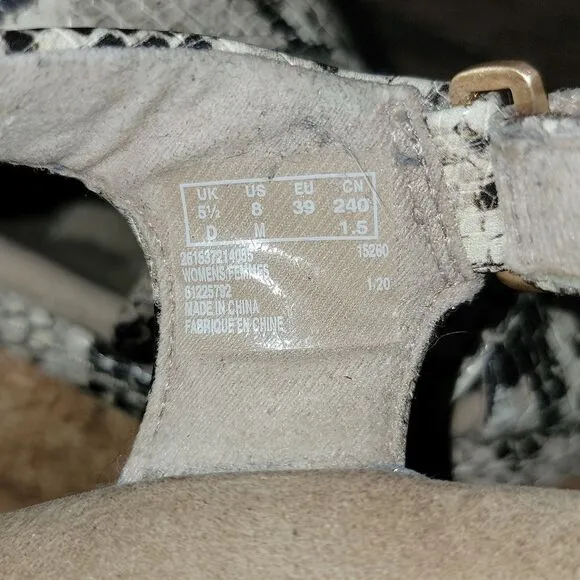 Clarks Womens Annadel Rayna Wedge Heel Sandal Taupe Synthetic Snake Print Size 8