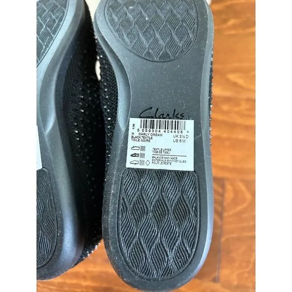 Clarks Women's Carly Dream Loafer Black Rhinestones Size 6 M NEW