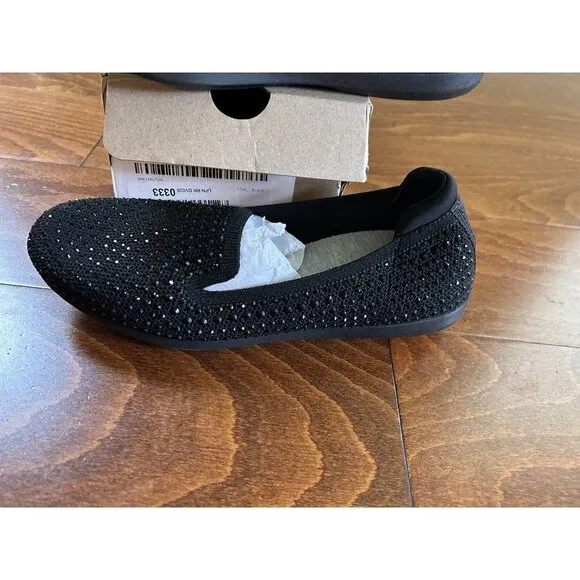 Clarks Women's Carly Dream Loafer Black Rhinestones Size 6 M NEW