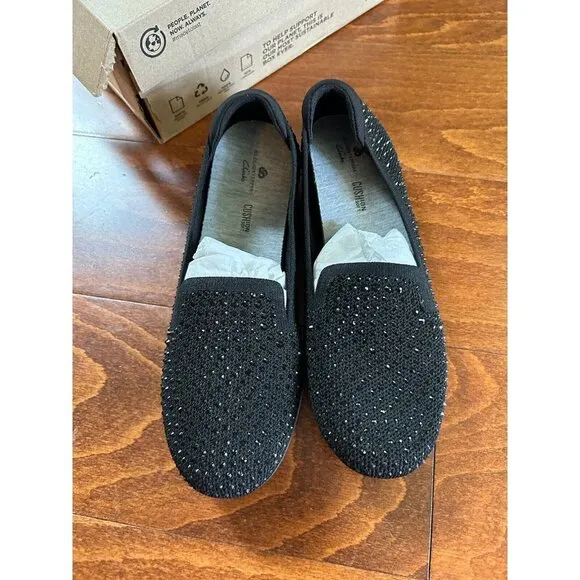 Clarks Women's Carly Dream Loafer Black Rhinestones Size 6 M NEW