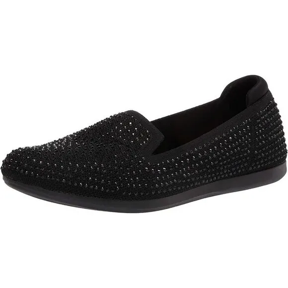 Clarks Women's Carly Dream Loafer Black Rhinestones Size 6 M NEW