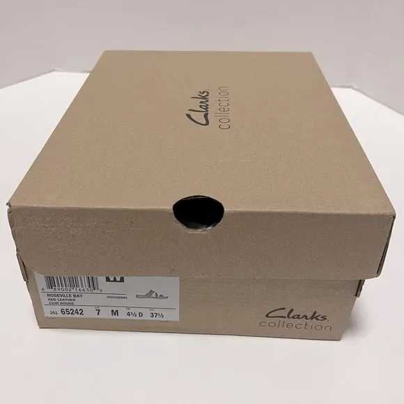 Clarks, Women’s Roseville Bay Leather Sandal - Red Leather. Size: 7 M (US). NIB
