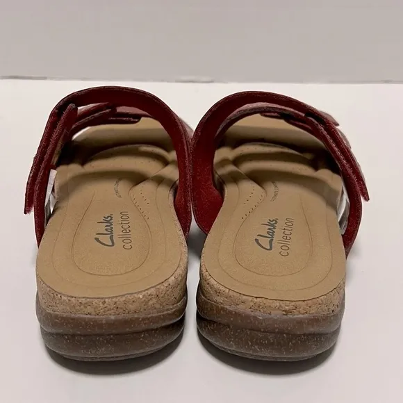 Clarks, Women’s Roseville Bay Leather Sandal - Red Leather. Size: 7 M (US). NIB