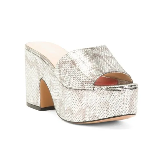 CLAUDIA LISOTTA Silver Made In Brazil Leather Naomi Platform Sandals