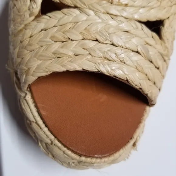Clergerie Aida Raffia Platform Sandals, Beige, Size EU 40.5, NWT