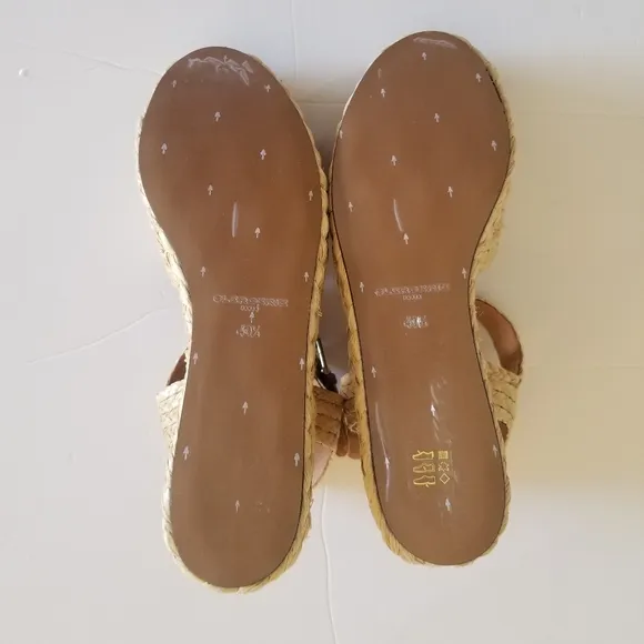 Clergerie Aida Raffia Platform Sandals, Beige, Size EU 40.5, NWT
