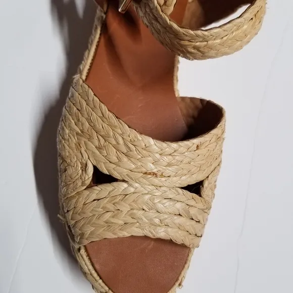 Clergerie Aida Raffia Platform Sandals, Beige, Size EU 40.5, NWT