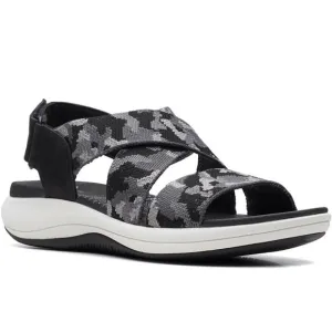 Cloudsteppers by Clarks Womens Mira Lily Adjustable Black Grey Camo Sandals 10
