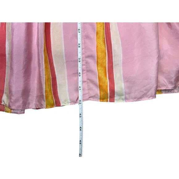Club Monaco Amirra Silk Petal Pink Striped Halter Midi Dress Resort Wear Beach