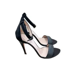 Club Monaco Casey Black sandal 4.5 inch Heels calf fur &amp; leather Italy EU 40.5