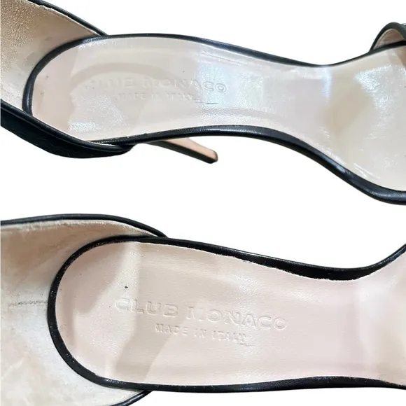 Club Monaco Casey Black sandal 4.5 inch Heels calf fur &amp; leather Italy EU 40.5