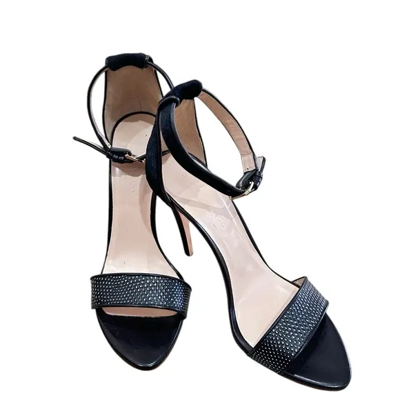 Club Monaco Casey Black sandal 4.5 inch Heels calf fur &amp; leather Italy EU 40.5