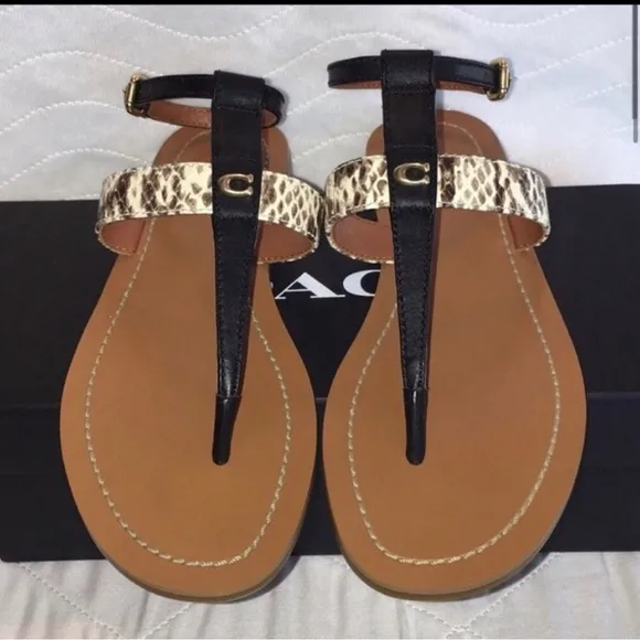 Coach Black/Natural Sandals Size 8
