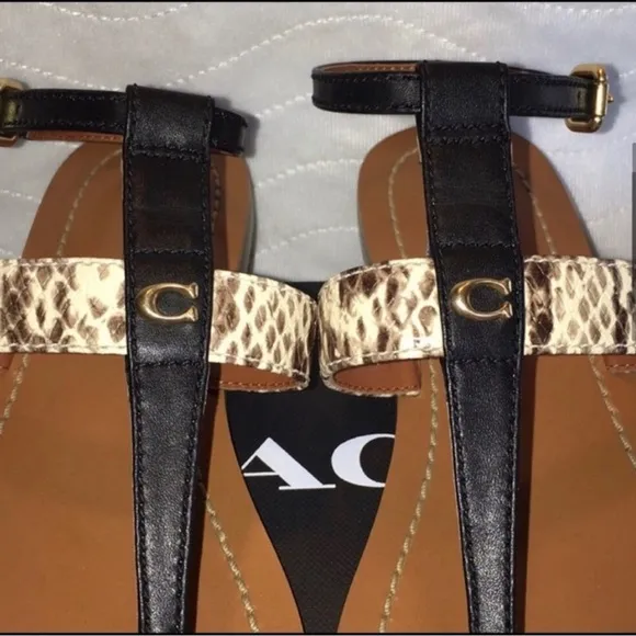Coach Black/Natural Sandals Size 8