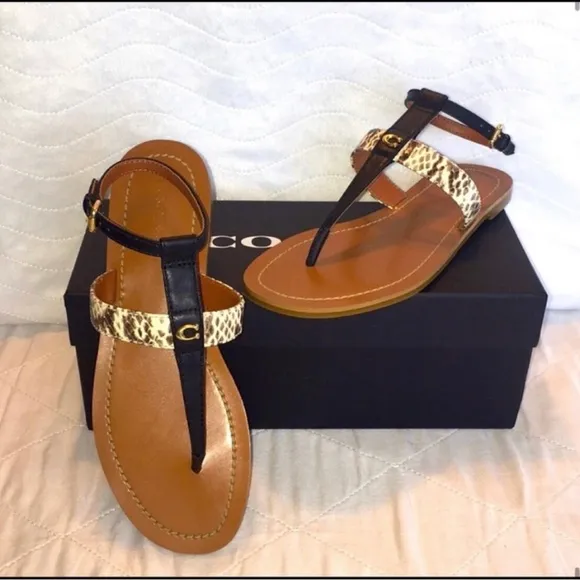 Coach Black/Natural Sandals Size 8