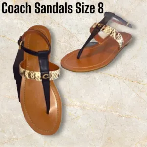 Coach Black/Natural Sandals Size 8