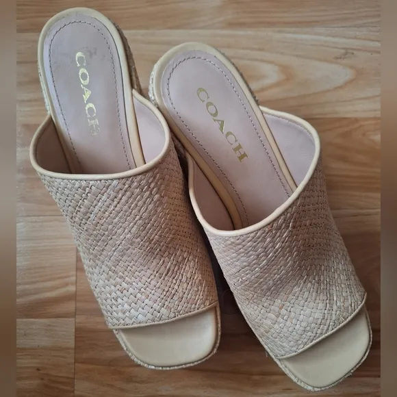 Coach Bobi Straw Platform Sandals