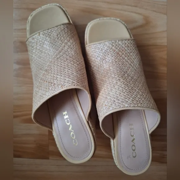 Coach Bobi Straw Platform Sandals