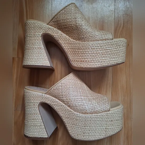 Coach Bobi Straw Platform Sandals