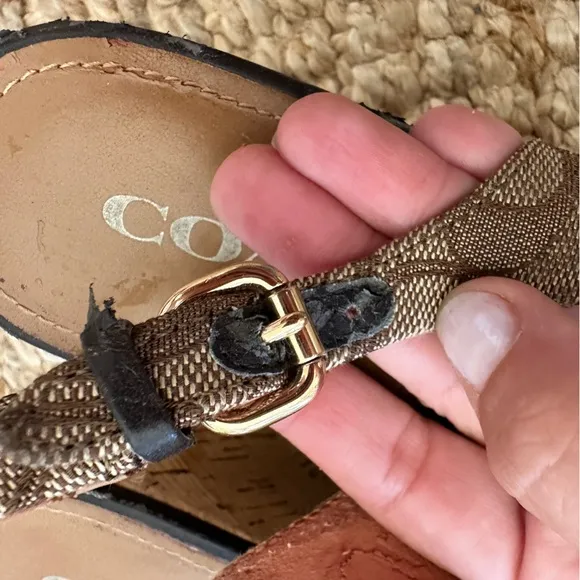 Coach FERRY Signature Platform Wedge Sandals 8.5