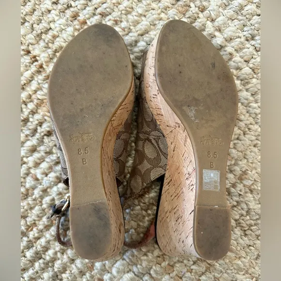 Coach FERRY Signature Platform Wedge Sandals 8.5