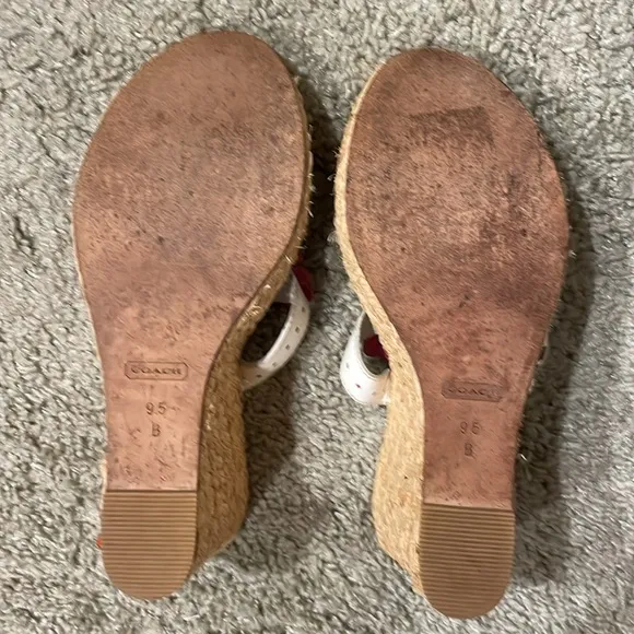 COACH Floral Leather Espadrille Wedge Jesica Sandals Size 9.5B