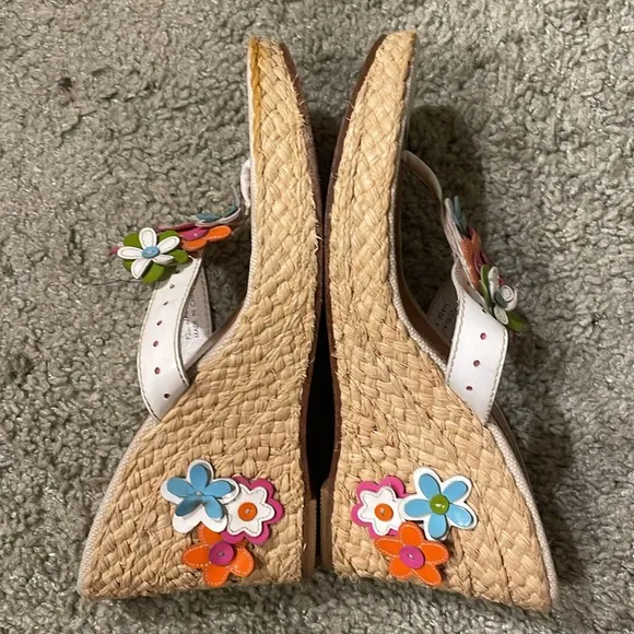COACH Floral Leather Espadrille Wedge Jesica Sandals Size 9.5B