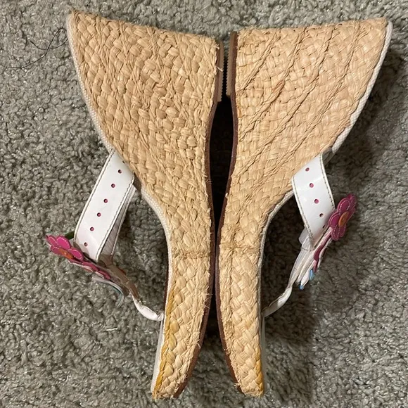 COACH Floral Leather Espadrille Wedge Jesica Sandals Size 9.5B