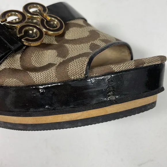 COACH Geri Canvas Wedge Sandals 🤎 Size 8