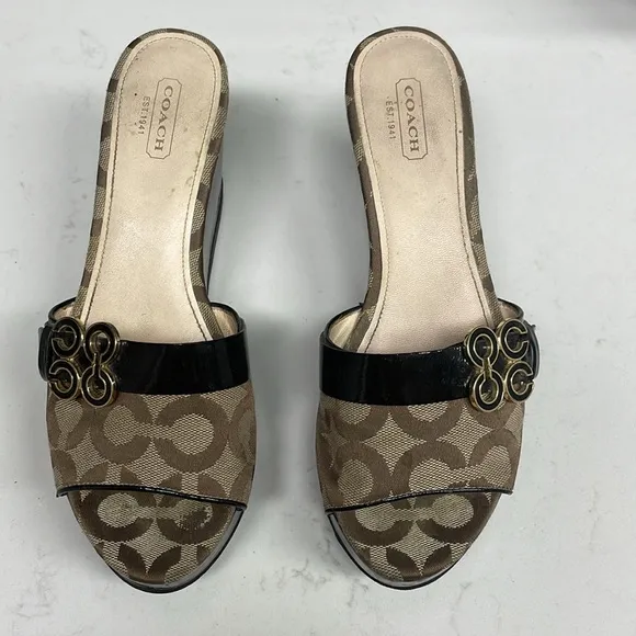 COACH Geri Canvas Wedge Sandals 🤎 Size 8