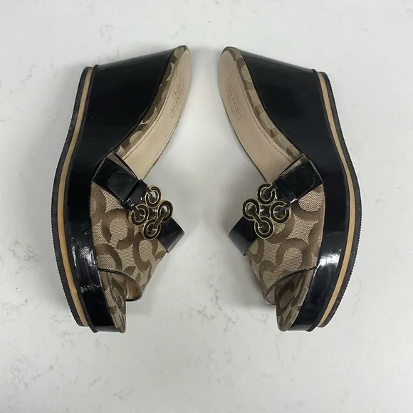 COACH Geri Canvas Wedge Sandals 🤎 Size 8