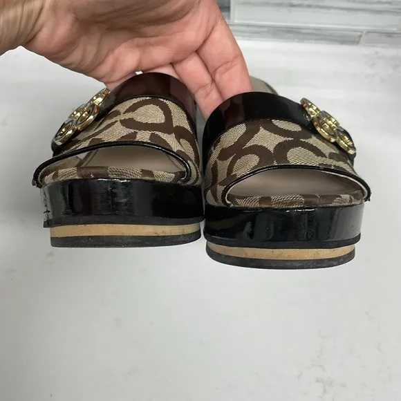COACH Geri Canvas Wedge Sandals 🤎 Size 8