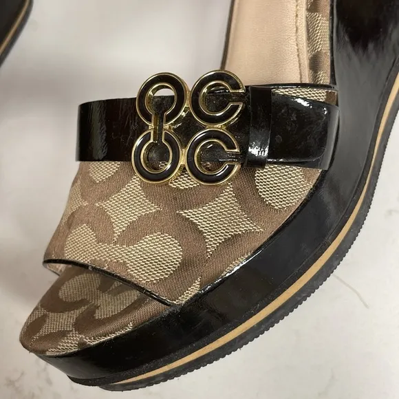 COACH Geri Canvas Wedge Sandals 🤎 Size 8