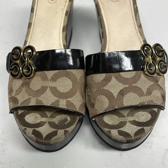 COACH Geri Canvas Wedge Sandals 🤎 Size 8
